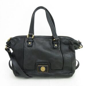 Marc By Marc Jacobs Black Leather and Pony Hair Tote with Gold Accents